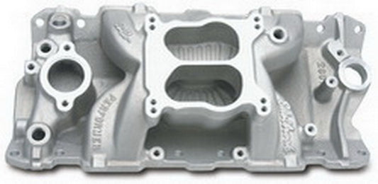 Intake Manifold - Performer Air-Gap - Spread / Square Bore - Dual Plane - Aluminum - Natural - Small Block Chevy - Each