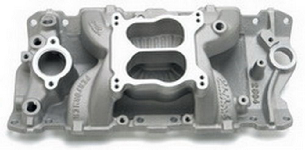 Intake Manifold - Performer Air-Gap - Spread / Square Bore - Dual Plane - Aluminum - Natural - Small Block Chevy - Each