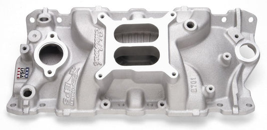 Intake Manifold - Performer EPS - Square Bore - Dual Plane - Aluminum - Natural - Small Block Chevy - Each