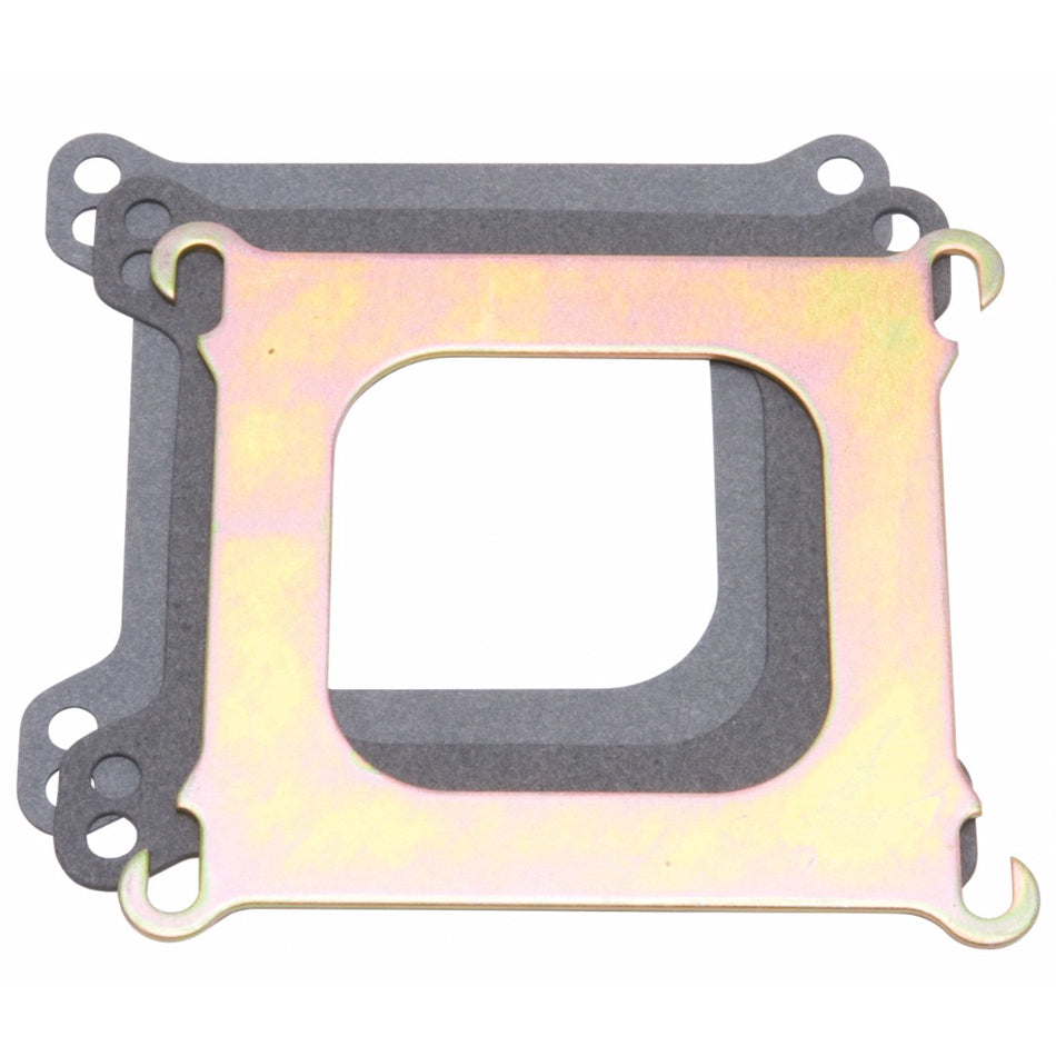 Carburetor Adapter - 0.094 in Thick - Open - Square Bore to Spread Bore - Gaskets Included - Steel - Cadmium - Each