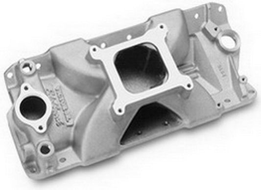 Intake Manifold - Victor JR. 23 Degree - Square Bore - Single Plane - Aluminum - Natural - Port Matched - Small Block Chevy - Each