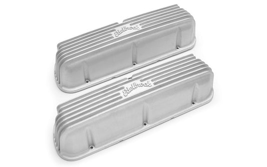 Valve Cover - Classic - Tall - Edelbrock Logo - Aluminum - Natural - Small Block Ford - Pair