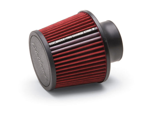 Air Filter Element - Pro-Flo - Clamp-On - Conical - 5.5 in Base - 4.75 in Top Diameter - 6.5 in Tall - 3 in Inlet - Cotton - Chrome / Red - Universal - Each