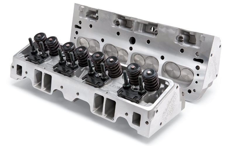 Cylinder Head - E-Street - Assembled - 2.020 / 1.600 in Valve - 185 cc Intake - 70 cc Chamber - 1.460 in Springs - Straight Plug - Aluminum - Small Block Chevy - Pair