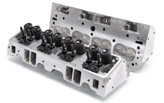 Cylinder Head - E-Street - Assembled - 2.020 / 1.600 in Valve - 185 cc Intake - 70 cc Chamber - 1.460 in Springs - Straight Plug - Aluminum - Small Block Chevy - Pair