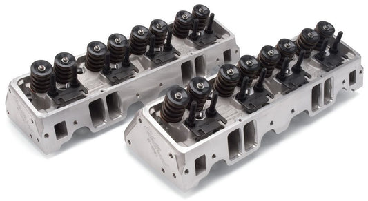 Cylinder Head - E-Series E-210 - Assembled - 2.080 / 1.600 in Valve - 210 cc Intake - 64 cc Chamber - 1.460 in Springs - Straight Plug - Aluminum - Small Block Chevy - Pair