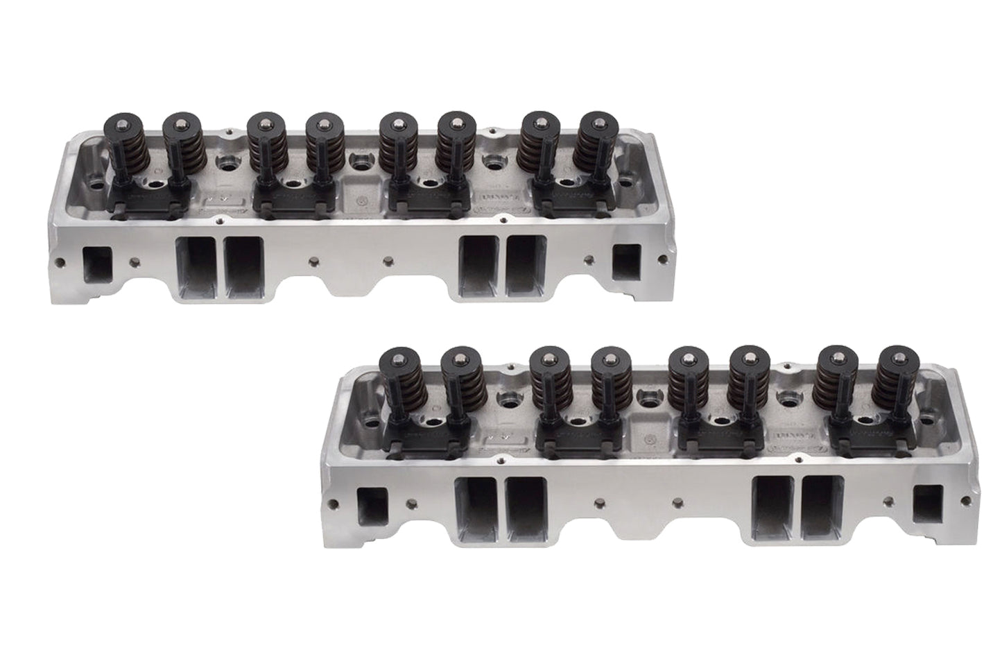 Cylinder Head - E-Street - Assembled - 2.020 / 1.600 in Valve - 185 cc Intake - 64 cc Chamber - 1.460 in Springs - Straight Plug - Aluminum - Small Block Chevy - Pair