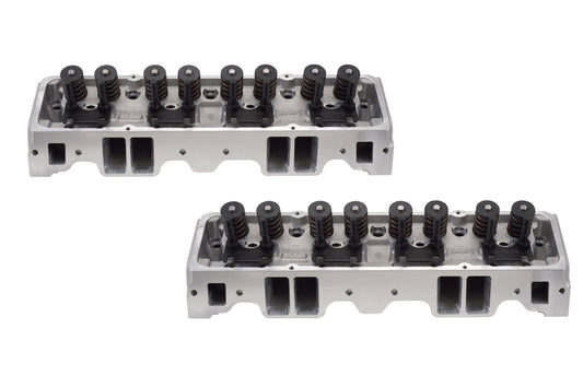 Cylinder Head - E-Street - Assembled - 2.020 / 1.600 in Valve - 185 cc Intake - 64 cc Chamber - 1.460 in Springs - Straight Plug - Aluminum - Small Block Chevy - Pair