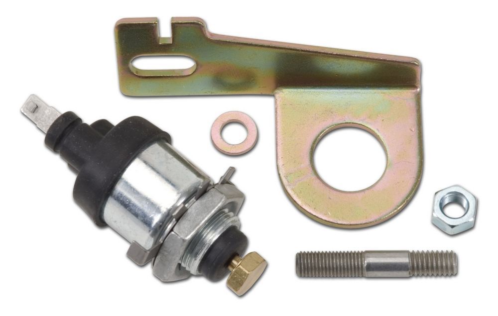 Idle Compensator Kit - 12V - Solenoid / Bracket - Cadmium / Zinc Oxide - Edelbrock Performer / Thunder AVS Carburetors - Kit