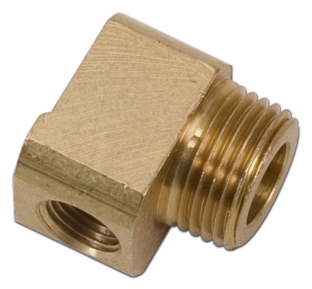 Fitting - Adapter - 90 Degree - 1/8 in NPT Female to 3/8 in NPT Male - Brass - Natural - Each