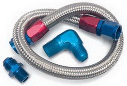 Fuel Supply Hose - Mechanical Pump To Regulator - 22 in Length - 8 AN Hose - Braided Stainless - Each