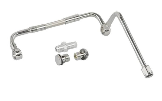 Carburetor Fuel Line - 6 AN Male Inlet - 5/8-20 in Dual Outlets - Stainless - Chrome - Edelbrock Thunder AVS Carburetors - Kit