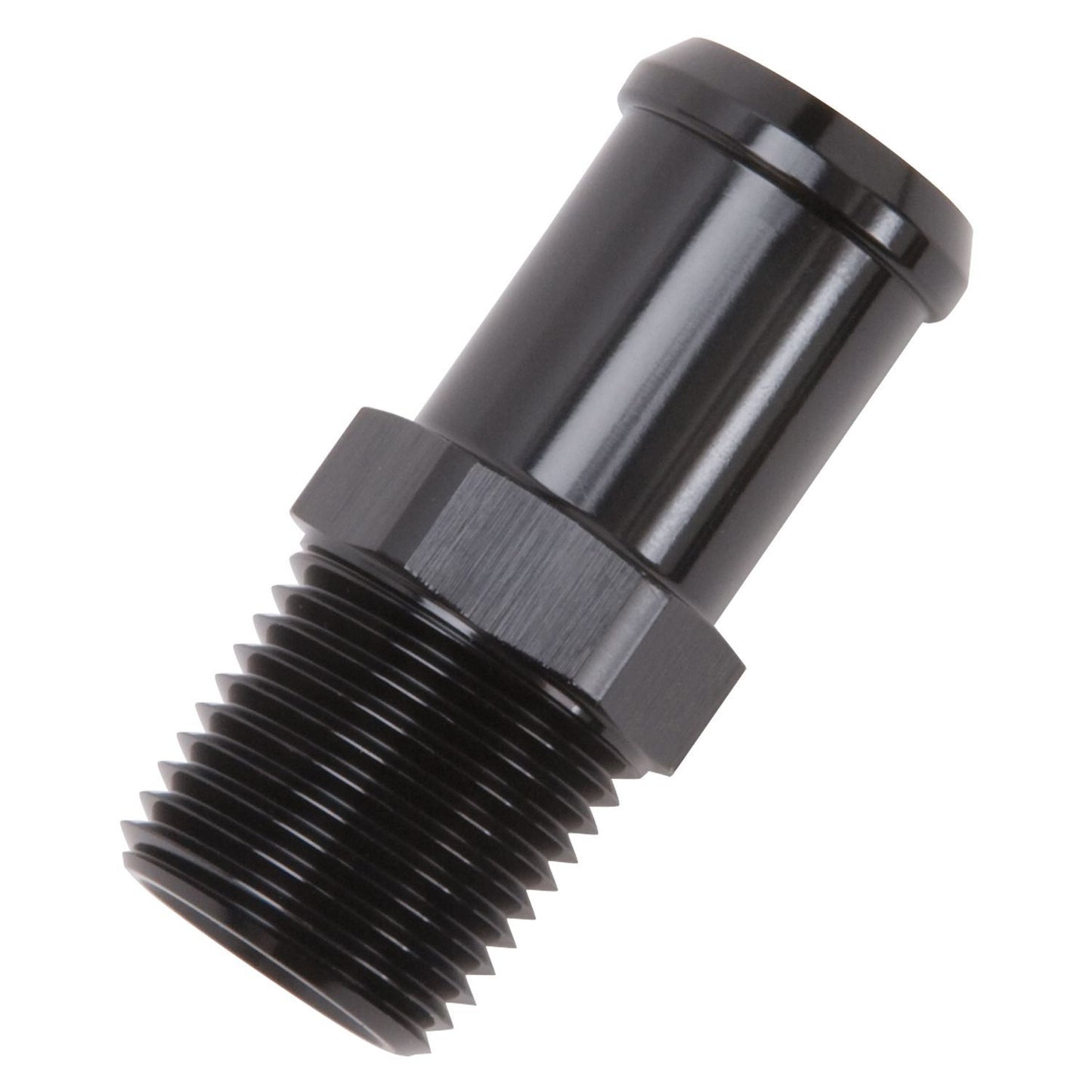 Fitting - Adapter - Straight - 1/2 in NPT to 3/4 in Hose Barb - Aluminum - Black Anodized - Each