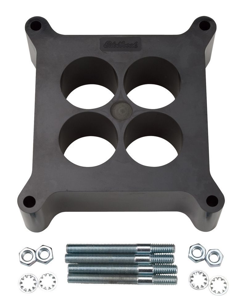 Carburetor Spacer - 2 in Thick - 4 Hole - Square Bore - Hardware Included - Plastic - Black - Each