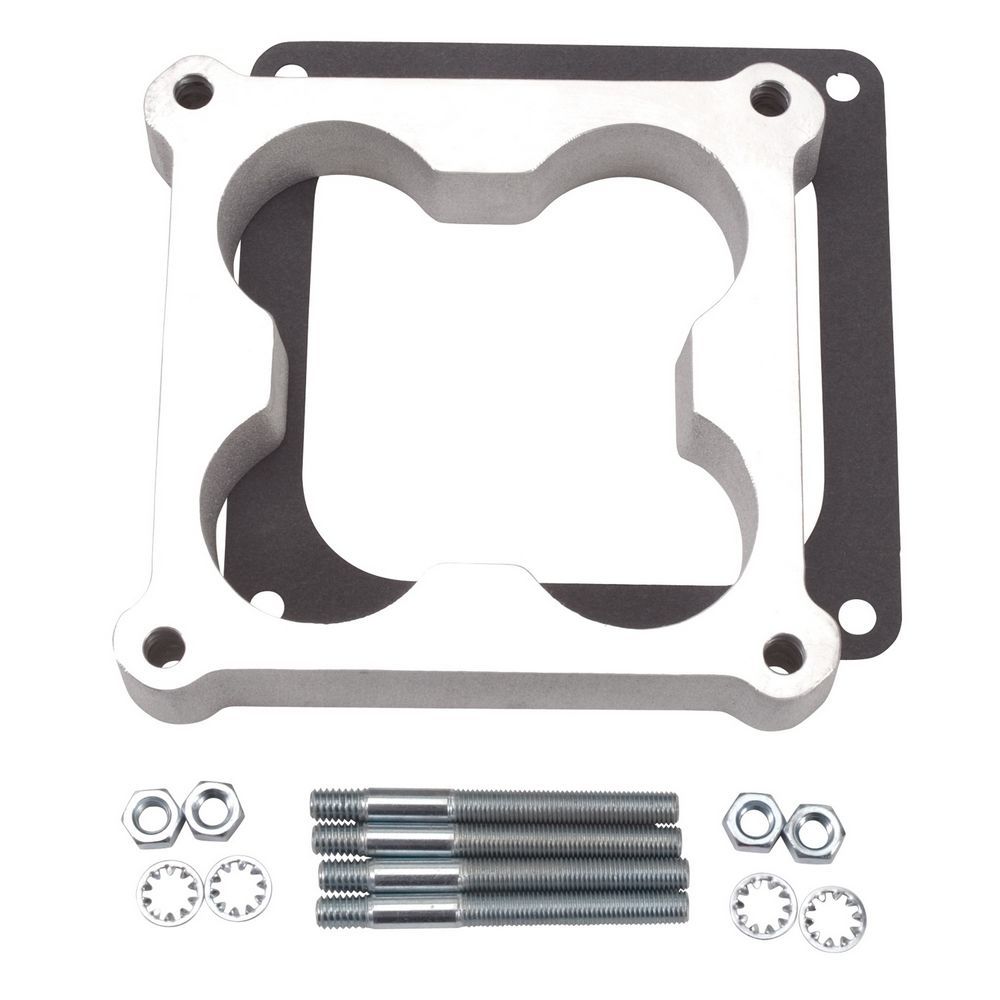 Carburetor Spacer - 1 in Thick - Cloverleaf - Dominator Flange - Gaskets / Hardware Included - Aluminum - Natural - Each