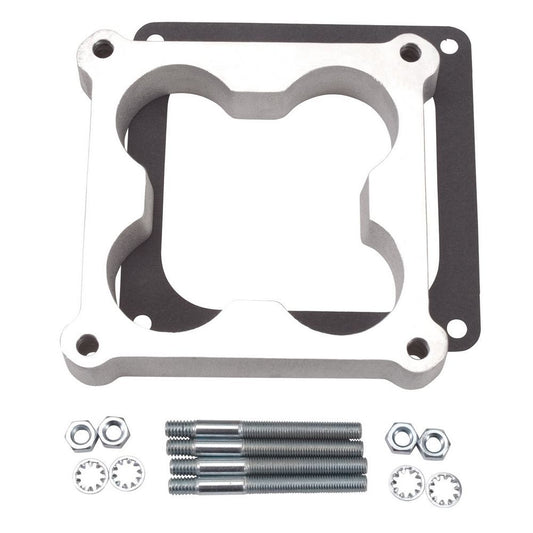 Carburetor Spacer - 1 in Thick - Cloverleaf - Dominator Flange - Gaskets / Hardware Included - Aluminum - Natural - Each