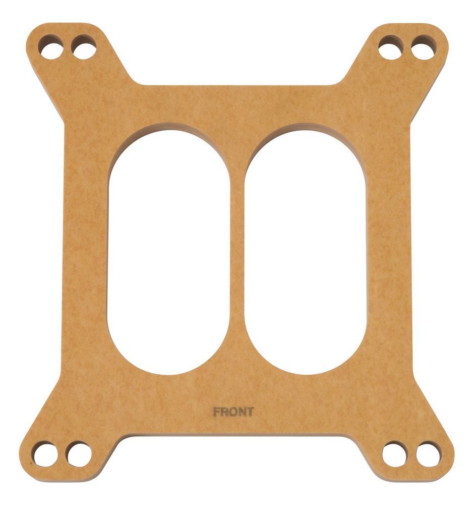 Carburetor Spacer - 0.5 in Thick - Divided Wall - Square Bore - Gaskets / Hardware Included - Wood - Natural - Each