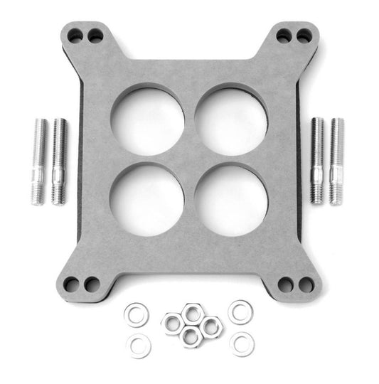 Carburetor Spacer - 0.5 in Thick - 4 Hole - Square Bore - Gaskets / Hardware Included - Wood - Natural - Each