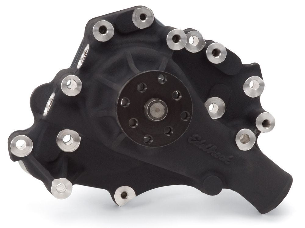 Water Pump - Mechanical - Victor Circle Track - 3/4 in Pilot - Short Design - Aluminum - Black Powder Coat - Small Block Ford - Each