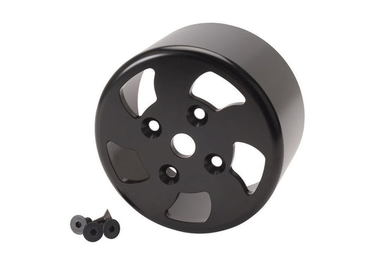 Water Pump Pulley - Serpentine - Smooth - 5.72 in Diameter - Aluminum - Black Anodized - GM LS-Series - Each