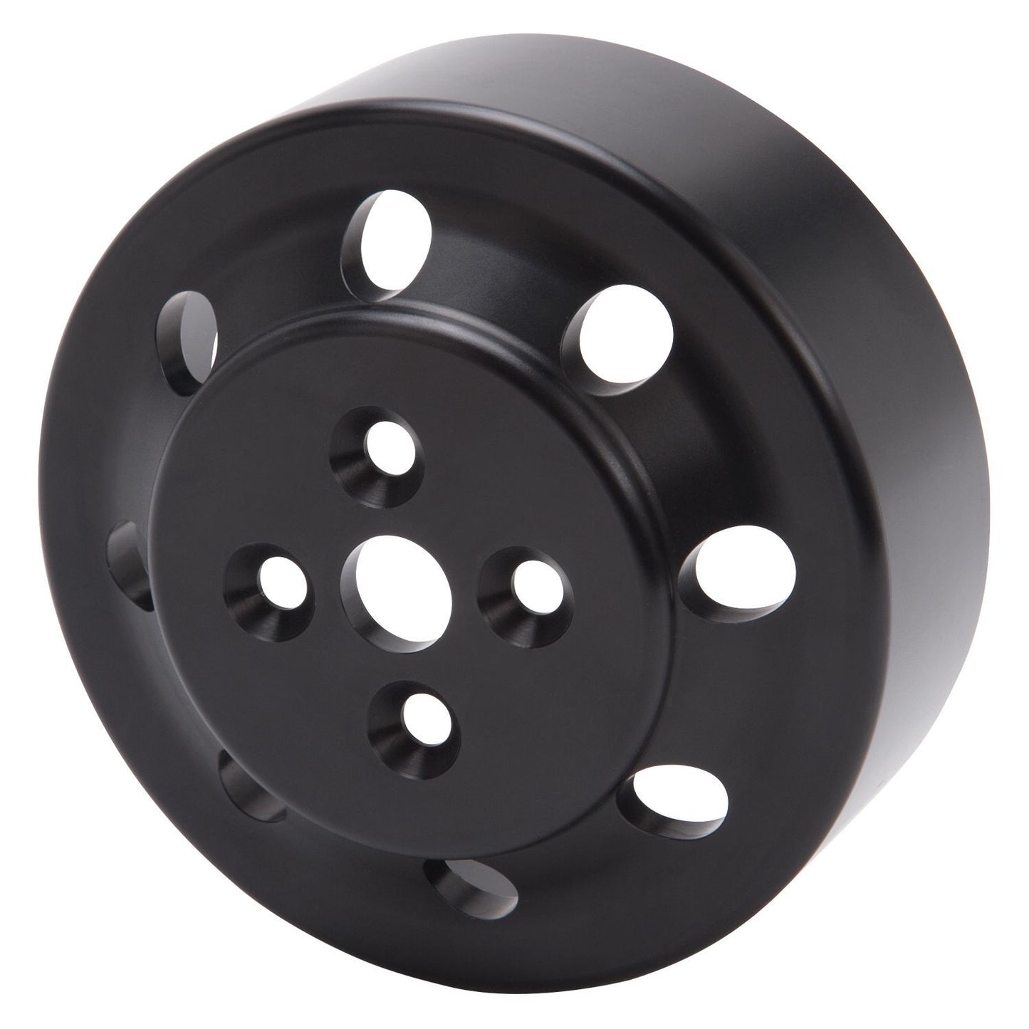 Water Pump Pulley - Serpentine - Smooth - 5.84 in Diameter - Aluminum - Black Anodized - GM LS-Series - Each
