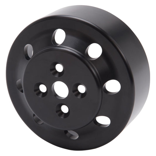 Water Pump Pulley - Serpentine - Smooth - 5.84 in Diameter - Aluminum - Black Anodized - GM LS-Series - Each