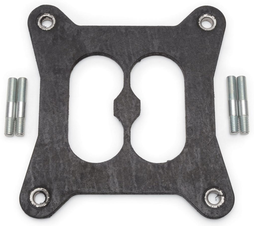 Carburetor Base Plate Gasket - 4-Barrel - Divided - 0.375 in Thick - Insulator - Hardware Included - Composite - Square Bore - Kit