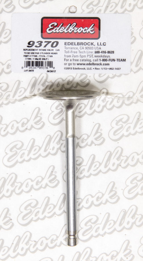 Intake Valve - 2.050 in Head - 11/32 in Valve Stem - Stainless - Edelbrock Victor JR. 20 Degree - Small Block Ford - Each