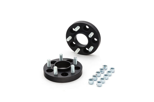 Wheel Spacer - 5 x 114.3 mm Bolt Pattern - 25 mm Thick - Lug Nuts Included - Billet Aluminum - Black Anodized - Pair