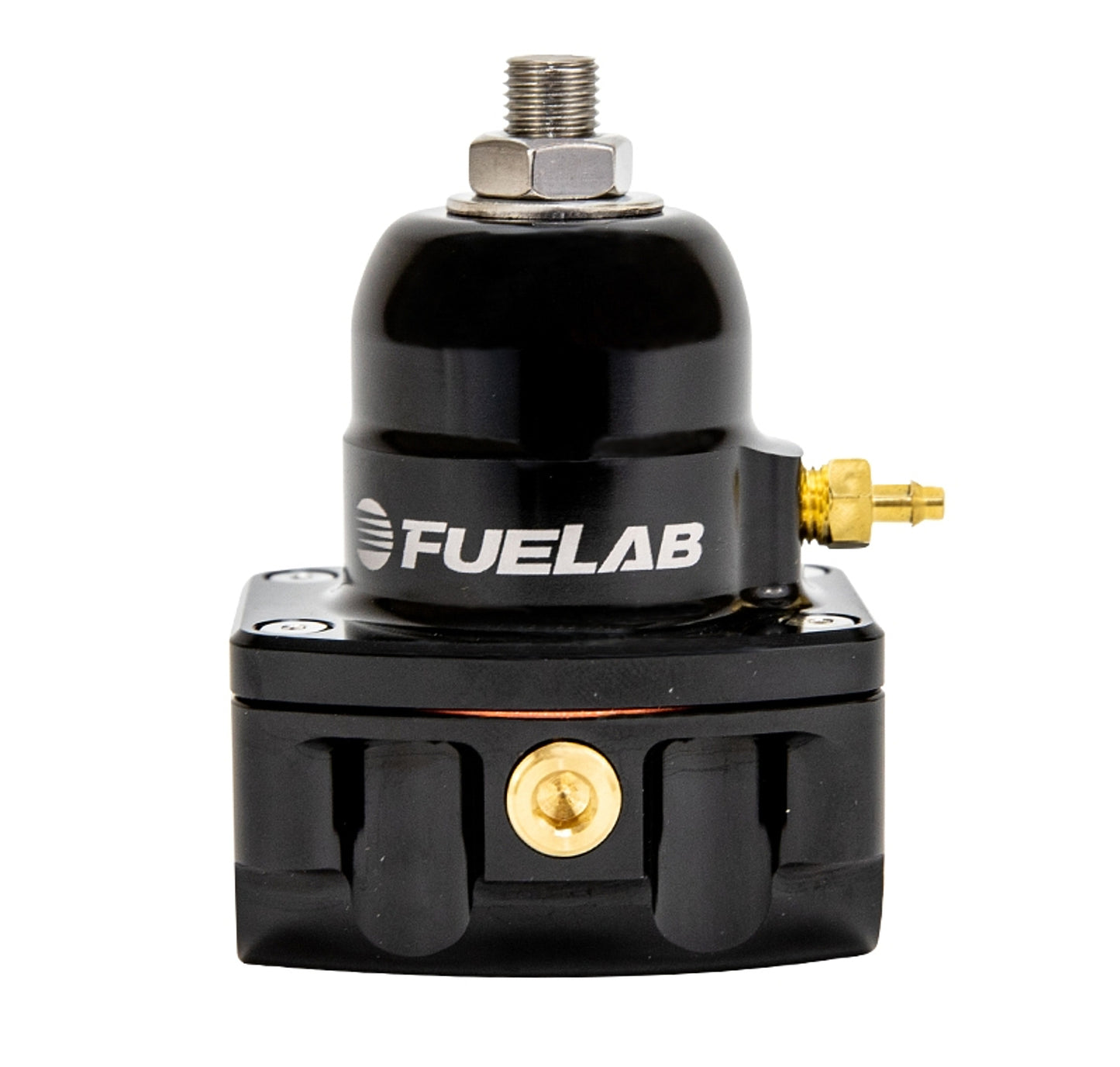 Fuel Pressure Regulator - Ultralight - 25-90 PSI - In-Line - Two 8 AN Female Inlets - 6 AN Female Return - 1/8 in NPT Port - Aluminum - Black Anodized - Diesel / E85 / Gas / Methanol - Each