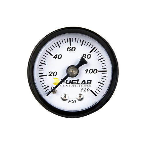 Fuel Pressure Gauge - 0-120 psi - Mechanical - Analog - Full Sweep - 1-1/2 in Diameter - White Face - Each