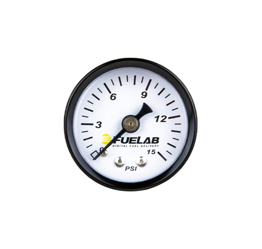 Fuel Pressure Gauge - 0-15 psi - Mechanical - Analog - Full Sweep - 1-1/2 in Diameter - White Face - Each