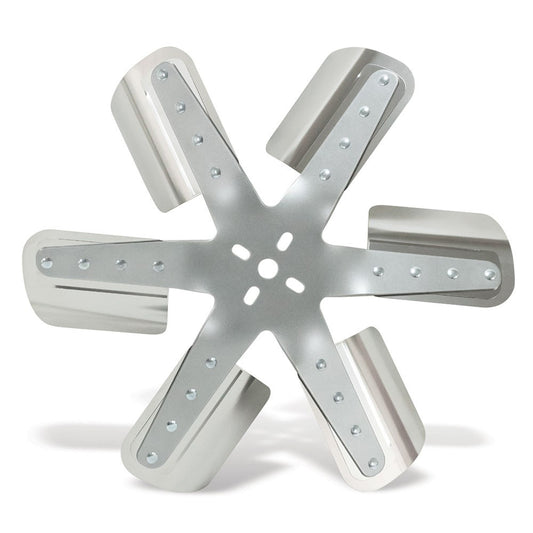 Mechanical Cooling Fan - Flex Fan - 18 in Fan - 6 Blade - 5/8 in Pilot - 1-3/4 to 2-1/2 in Bolt Pattern - Steel Hub / Stainless Blades - Silver / Natural - Each
