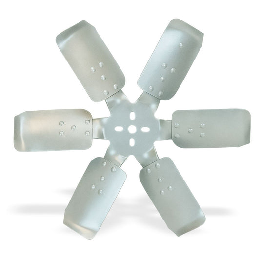 Mechanical Cooling Fan - Race Fan - 19 in Fan - 6 Blade - 5/8 in Pilot - 1-3/4 to 2-1/2 in Bolt Pattern - Steel Hub / Aluminum Blades - Silver Paint - Each