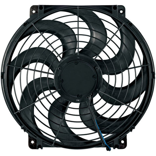 Electric Cooling Fan - S-Blade - 16 in Fan - Push / Pull - 1980 CFM - Curved Blade - 12V - 15-3/4 x 16-5/8 in - 4 in Thick - Plastic - Each