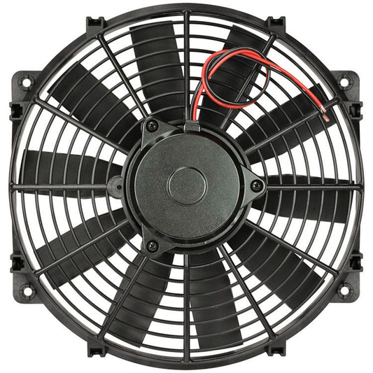 Electric Cooling Fan - Trimline - 12 in Fan - Puller|Pusher - 1105 CFM - 12V - Straight Blade - 13 x 12 in - 3-1/2 in Thick - Plastic - Black - Each