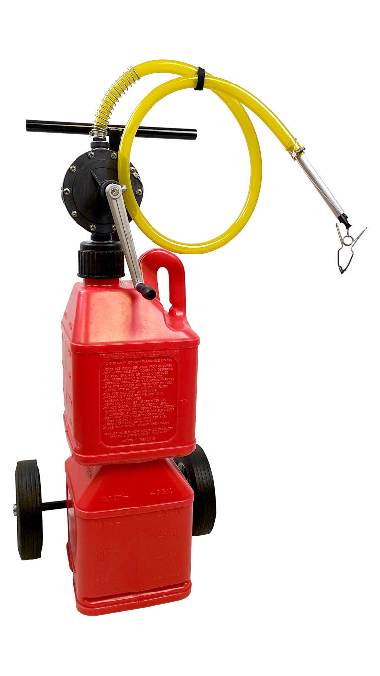 Transfer Pump - Pro Compact - Manual - Hand Crank - Cart / Jug / Pump - Plastic - Red - Dual 5 gal Jug - Kit