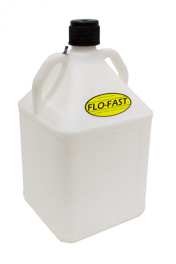 Utility Jug - 7.5 gal - 11-1/4 x 11 x 26 in Tall - O-Ring Seal Cap - Petcock Vent - Square - Plastic - White - Each