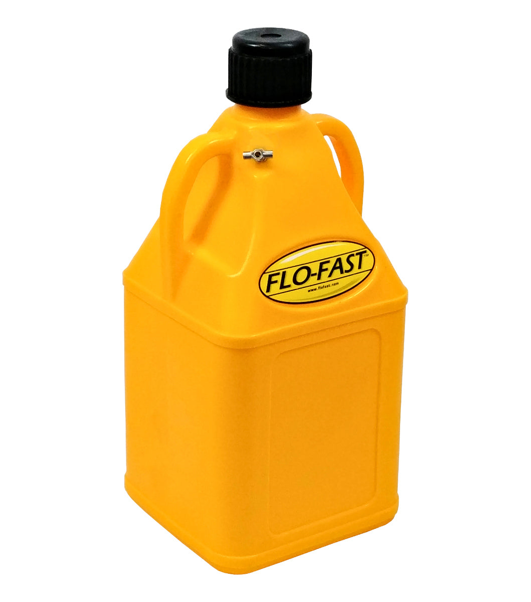 Utility Jug - 7.5 gal - 11-1/4 x 11 x 26 in Tall - O-Ring Seal Cap - Petcock Vent - Square - Plastic - Yellow - Each