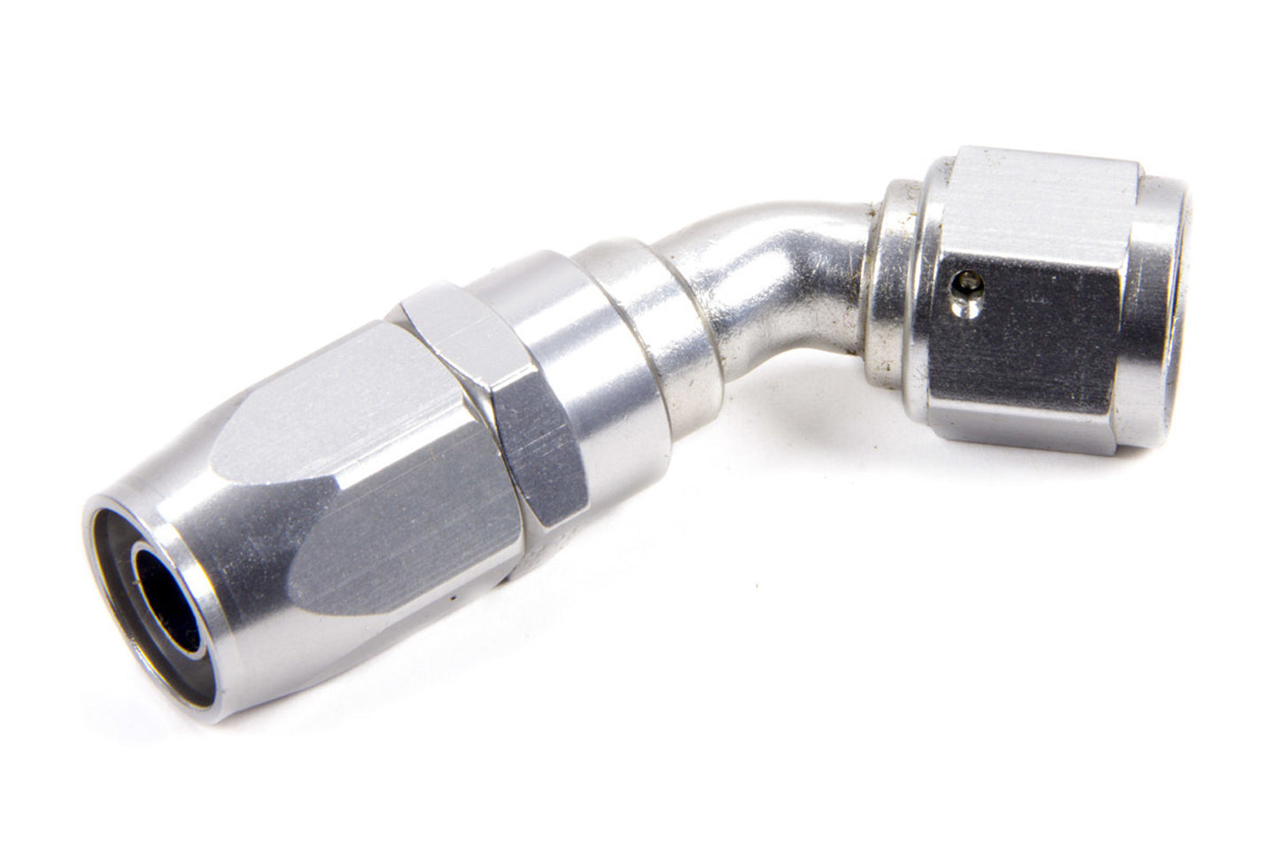 Fitting - Hose End - 3000 Series - 45 Degree - 12 AN Hose to 12 AN Female - Swivel - Aluminum - Clear Anodized - Each