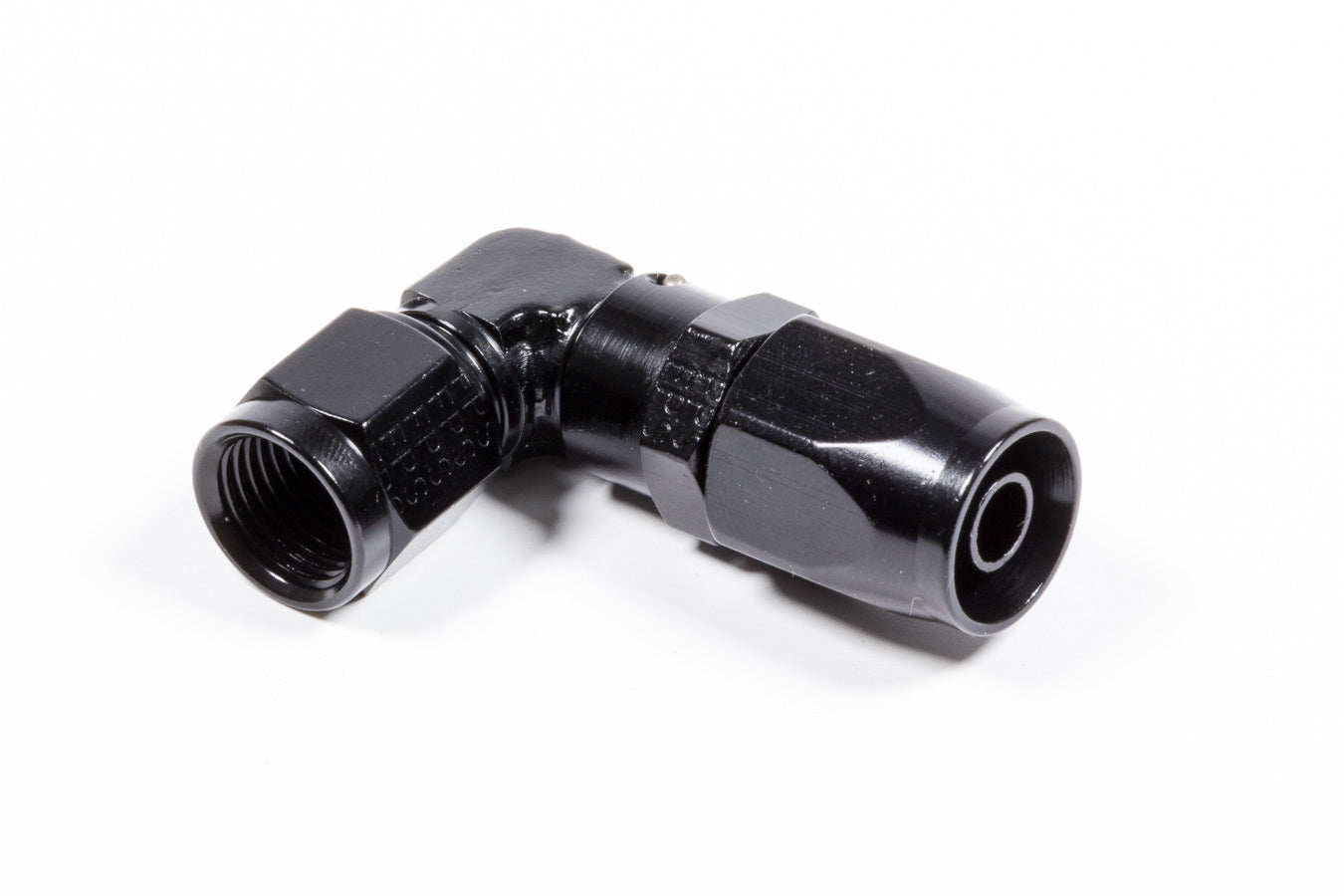 Fitting - Hose End - 3000 Series - Low Profile - 90 Degree - 6 AN Hose to 6 AN Female - Swivel - Aluminum - Black Anodized - Each