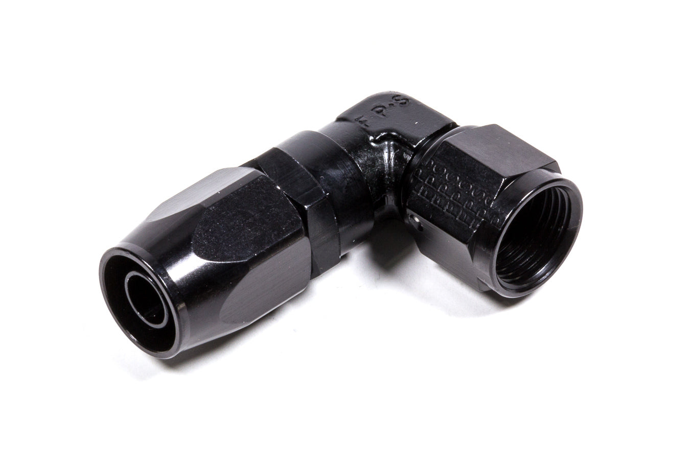 Fitting - Hose End - 3000 Series - Low Profile - 90 Degree - 8 AN Hose to 8 AN Female - Swivel - Aluminum - Black Anodized - Each
