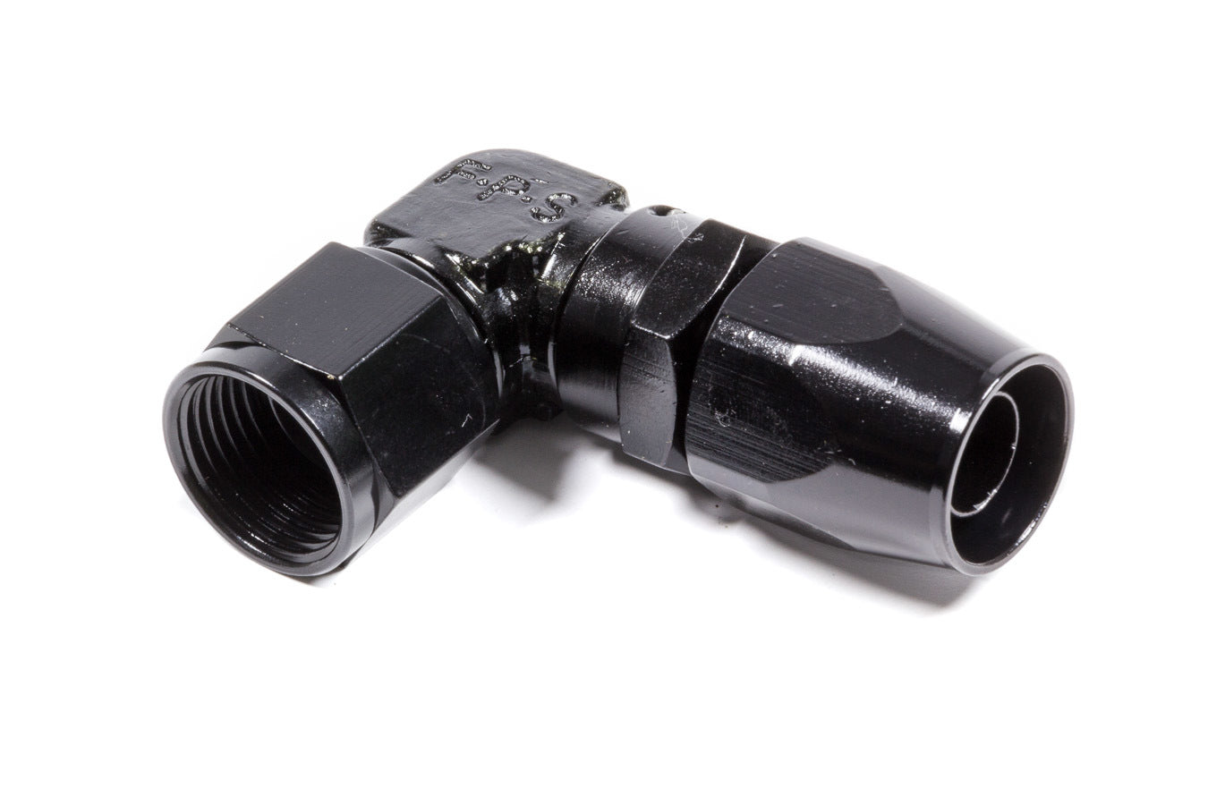 Fitting - Hose End - 3000 Series - Low Profile - 90 Degree - 10 AN Hose to 10 AN Female - Swivel - Aluminum - Black Anodized - Each