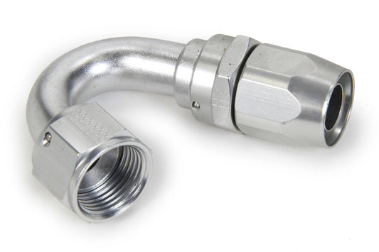 Fitting - Hose End - 3000 Series - 150 Degree - 12 AN Hose to 12 AN Female - Swivel - Aluminum - Clear Anodized - Each