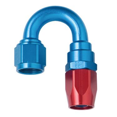 Fitting - Hose End - 3000 Series - 180 Degree - 4 AN Hose to 4 AN Male - Aluminum - Blue / Red Anodized - Each
