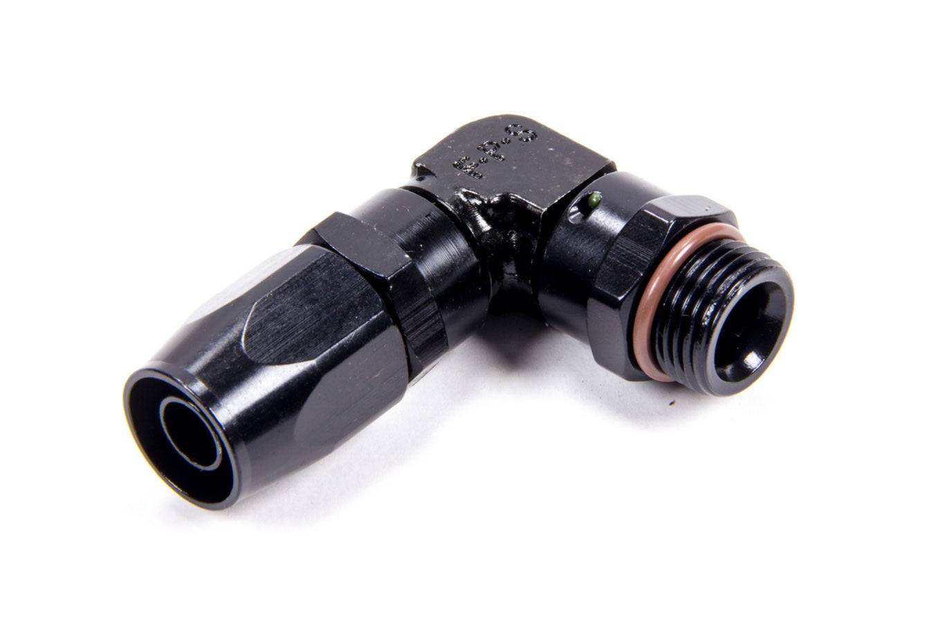 Fitting - Hose End - 3000 Series - 90 Degree - 8 AN Hose to 3/4-16 in Male O-Ring - Aluminum - Black Anodized - Each