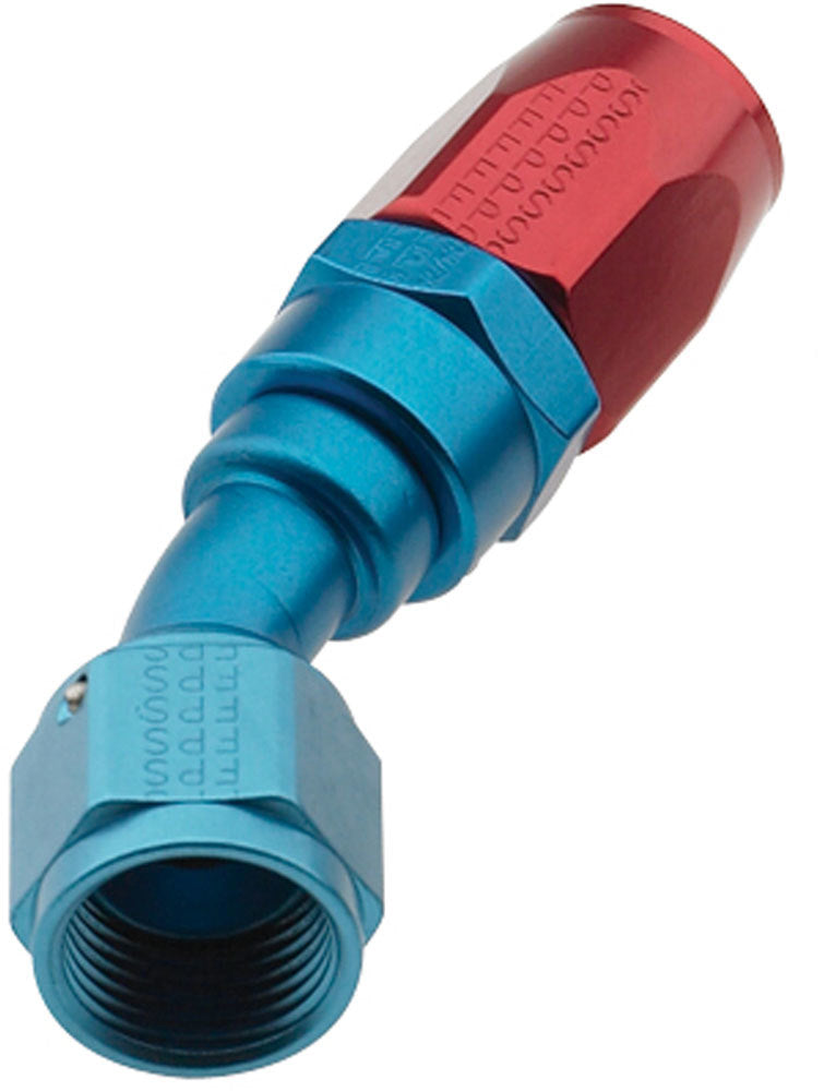 Fitting - Hose End - 2000 Series Pro-Flow - 30 Degree - 12 AN Hose to 12 AN Female - Swivel - Aluminum - Blue / Red Anodized - Each