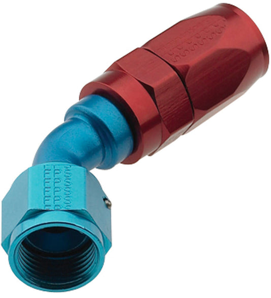 Fitting - Hose End - 2000 Series Pro-Flow - 45 Degree - 4 AN Hose to 4 AN Female - Aluminum - Blue / Red Anodized - Each