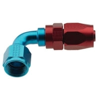 Fitting - Hose End - 2000 Series Pro-Flow - 90 Degree - 8 AN Hose to 10 AN Female - Swivel - Aluminum - Blue / Red Anodized - Each