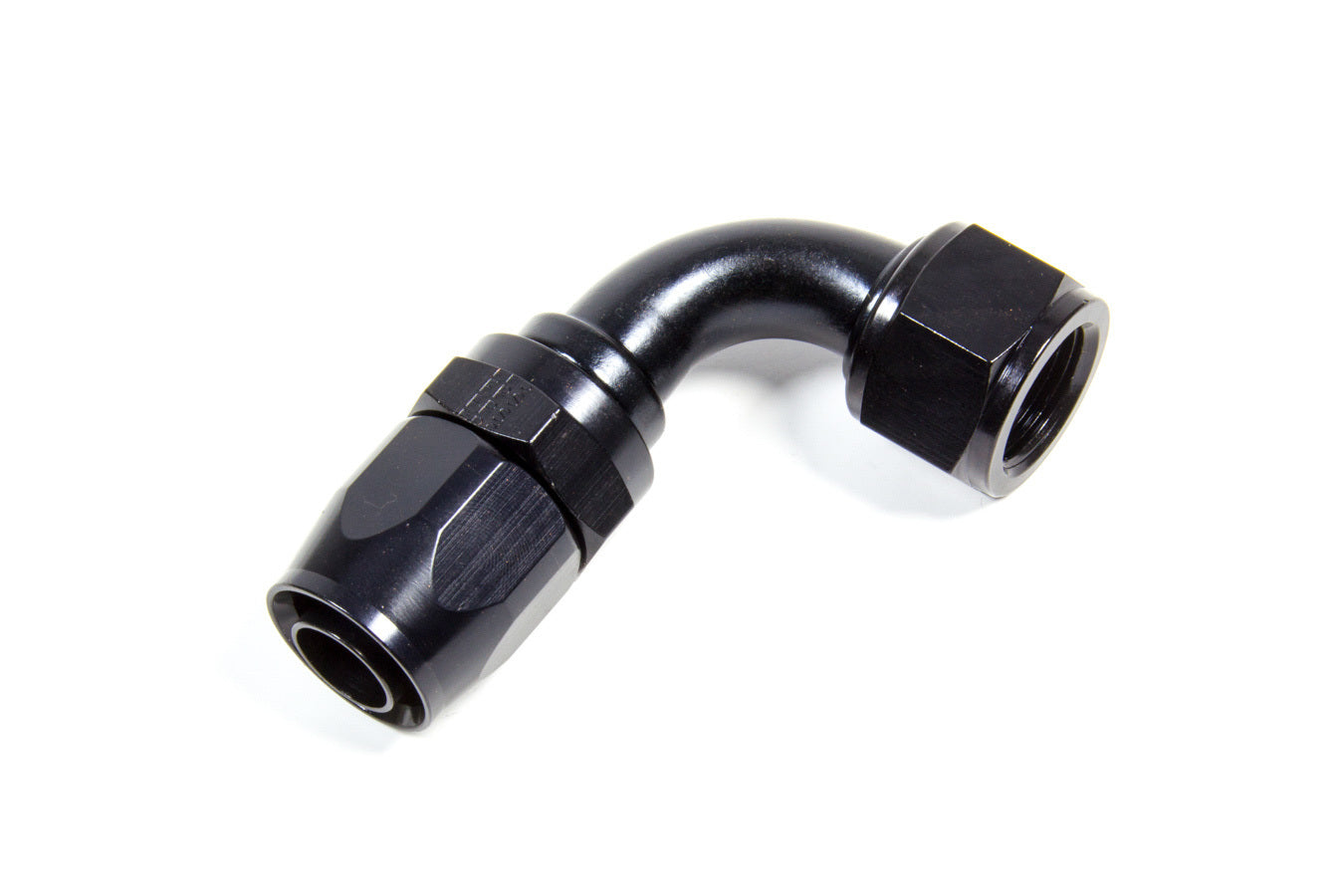 Fitting - Hose End - 2000 Series Pro-Flow - 90 Degree - 12 AN Hose to 10 AN Female - Aluminum - Black Anodized - Each